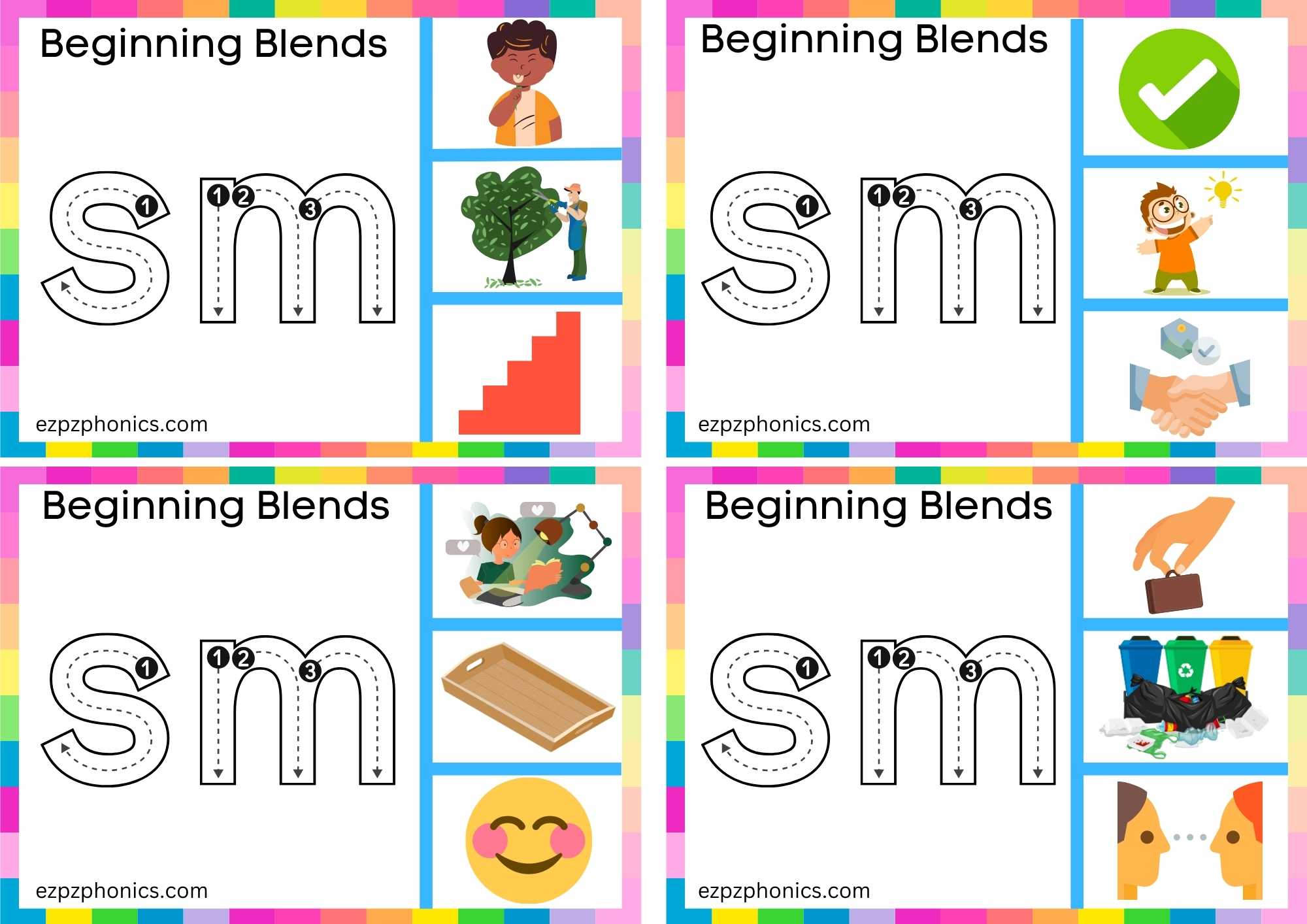 SM Beginning Blends Clip Cards Trace The Letters And Clip The Correct Image Set 1